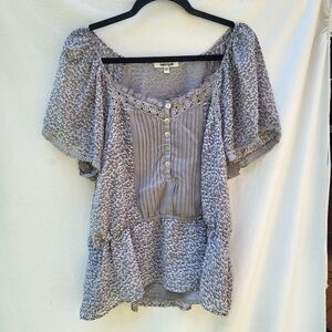 Daniel Rainn Textured Blouse with Button Detail